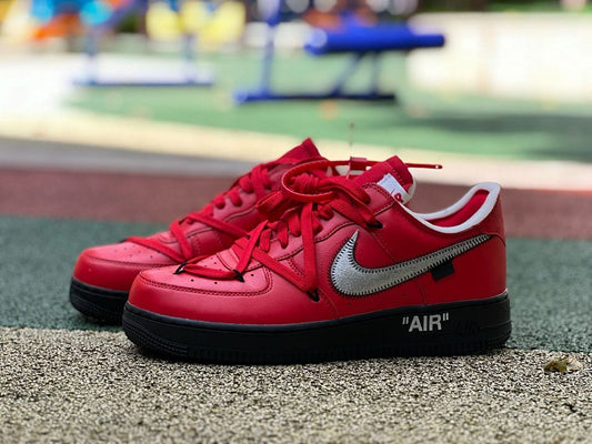 Off-White Nike Air Force 1 Low Red Black Metallic Silver
