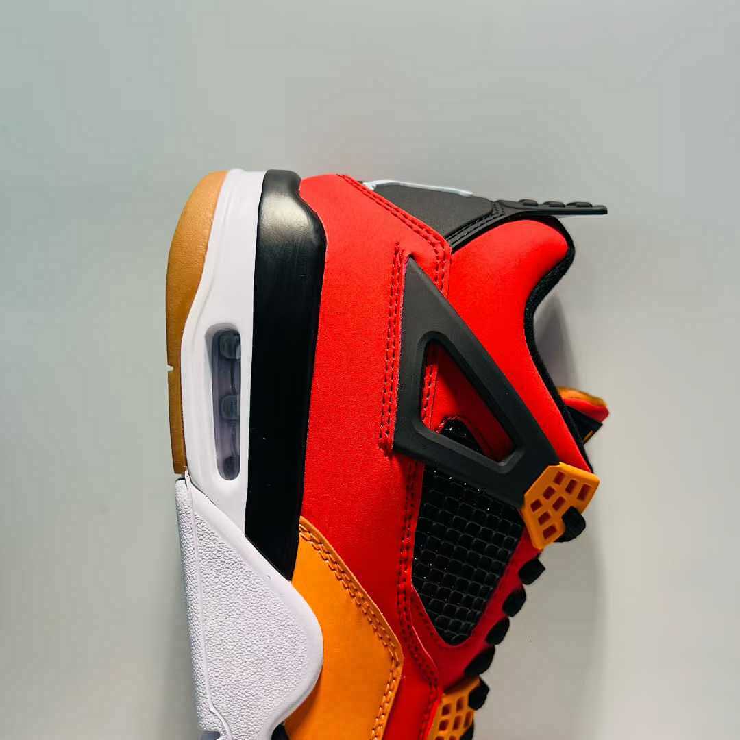 Air Jordan 4 Retro Red Orange Black Gum Sole Sneakers