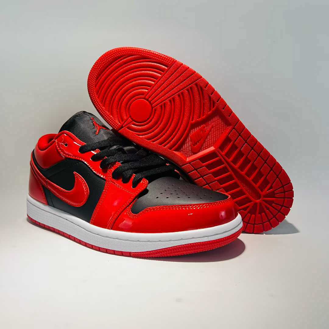Nike Air Jordan 1 Low SE Patent Leather Bred Gym Red Black White Sneakers DM1705-006
