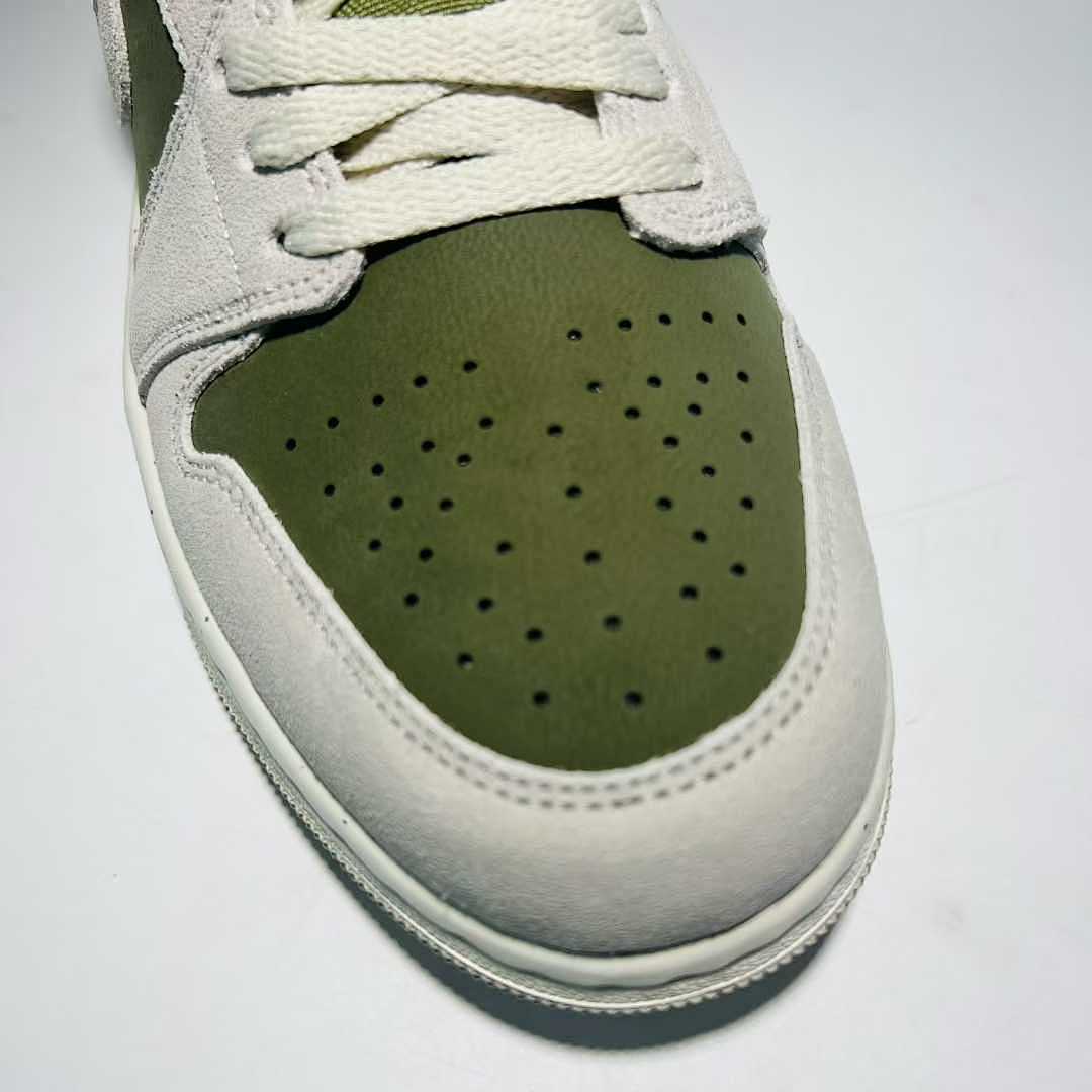 Nike Air Jordan 1 Low SE Olive Aura DV1309-001 Green Sail Grey Suede Leather Casual Shoes Sneakers