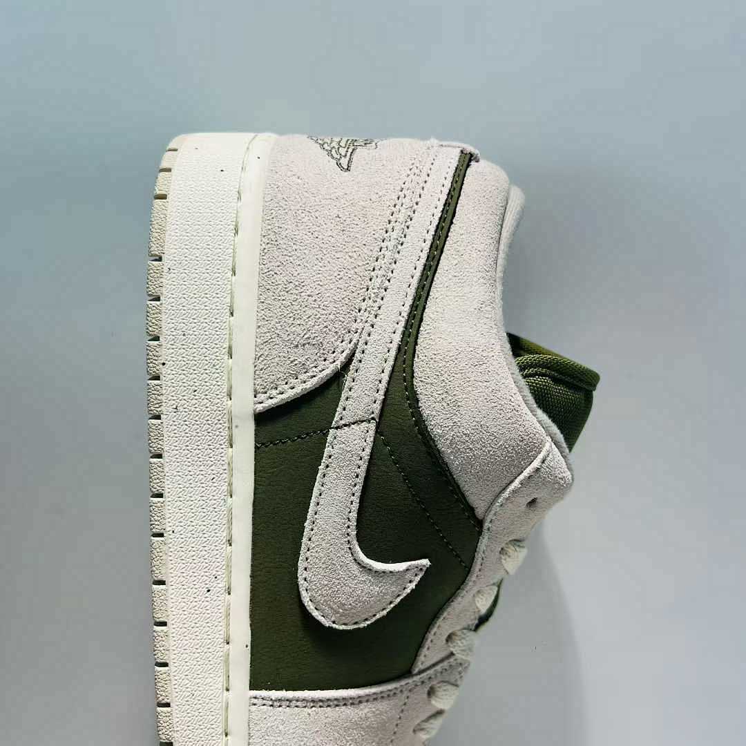 Nike Air Jordan 1 Low SE Olive Aura DV1309-001 Green Sail Grey Suede Leather Casual Shoes Sneakers