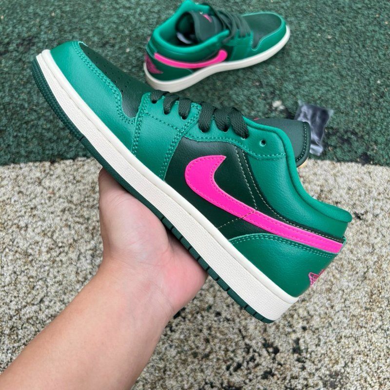 Air Jordan 1 Low Lucky Green Dark Grey Fuchsia Dream 553558-306