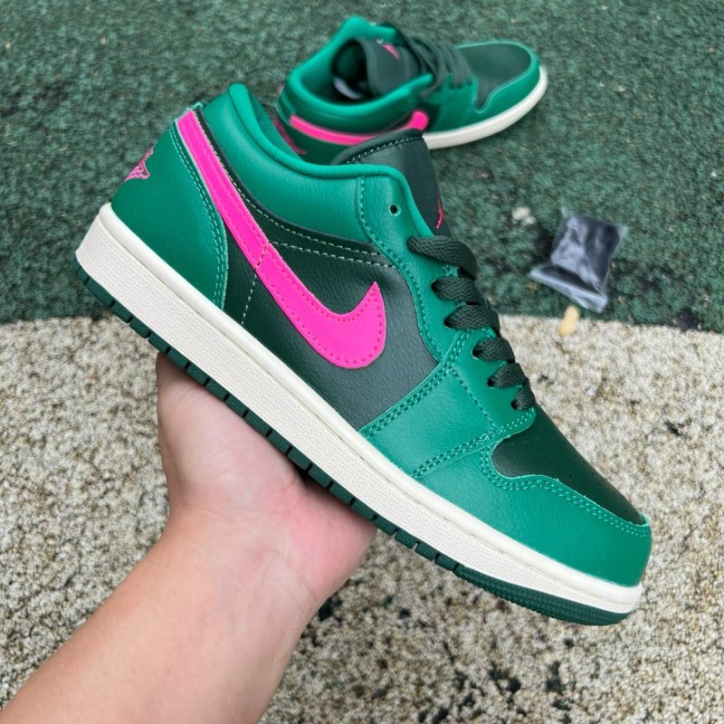 Air Jordan 1 Low Lucky Green Dark Grey Fuchsia Dream 553558-306
