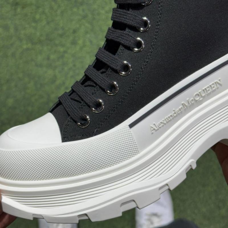 Alexander McQueen Tread Slick Boot Black Canvas White Sole