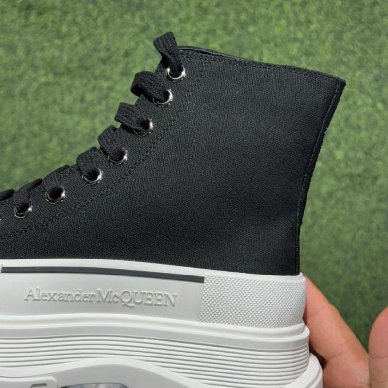 Alexander McQueen Tread Slick Boot Black Canvas White Sole