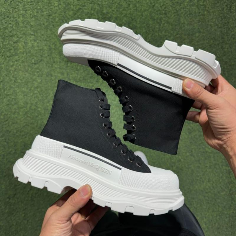 Alexander McQueen Tread Slick Boot Black Canvas White Sole