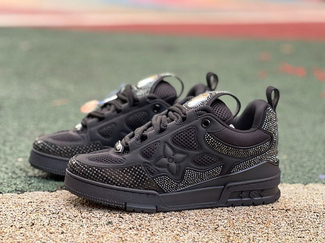 Louis Vuitton LV Trainer Sneaker Black Strass Rhinestone Embellished