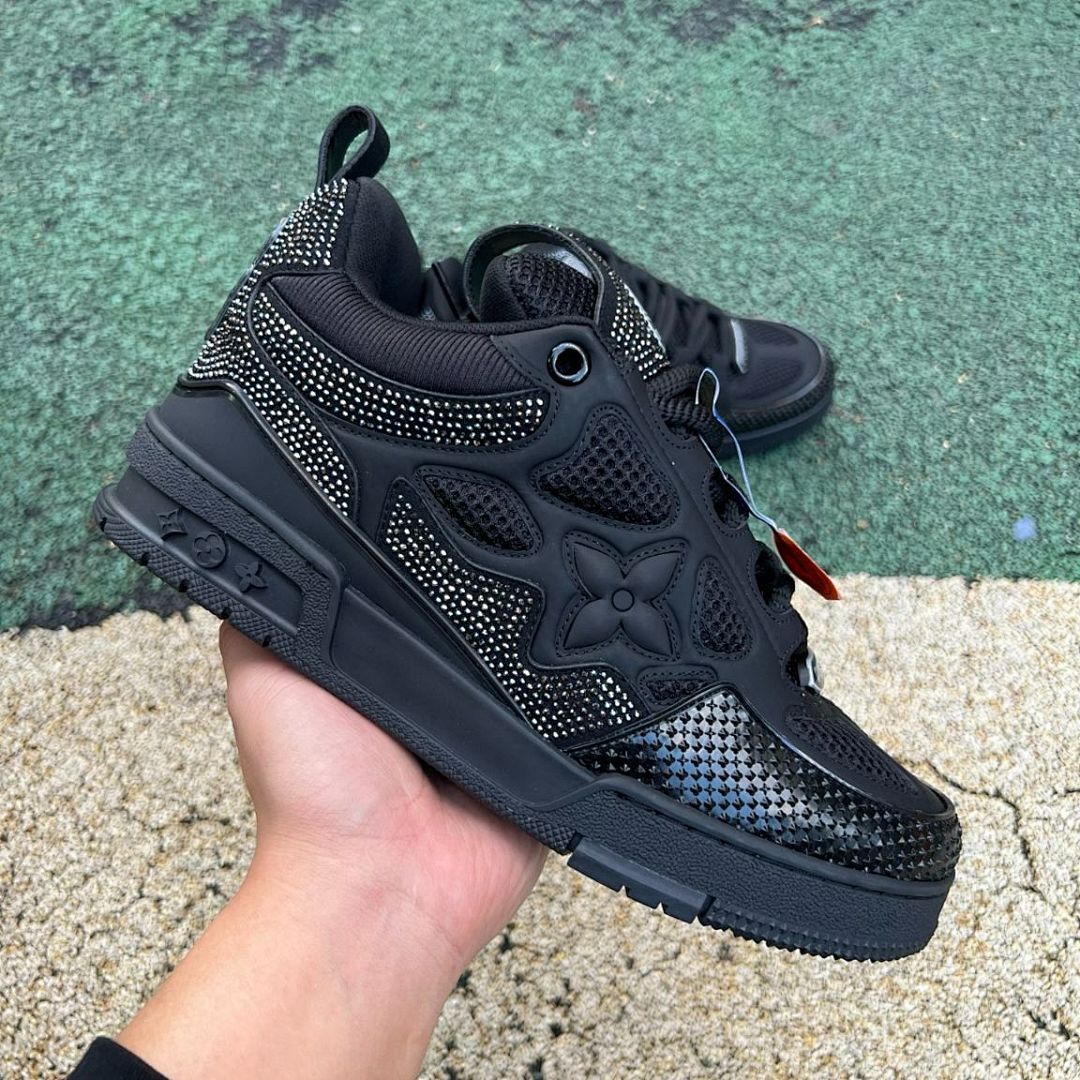 Louis Vuitton LV Trainer Sneaker Black Strass Rhinestone Embellished