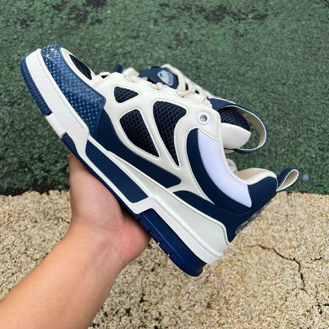 Louis Vuitton Moncler Hybrid Low Top Trainer Sneakers Navy Cream