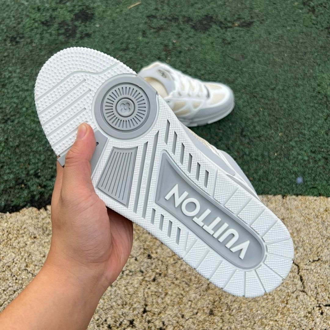 Louis Vuitton LV Trainer Sneaker White Grey Beige Mesh 3D