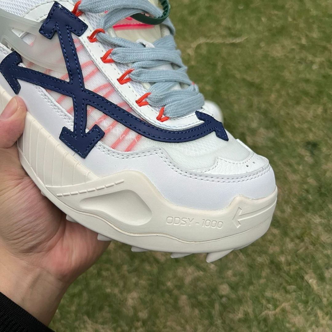 Off-White ODSY-1000 White Dark Blue Red Chunky Sneakers (OMIA139F198000403001)