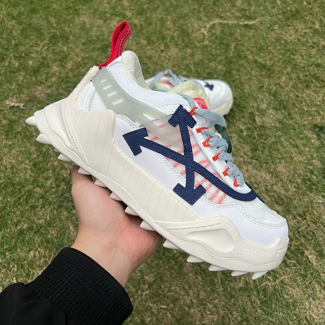 Off-White ODSY-1000 White Dark Blue Red Chunky Sneakers (OMIA139F198000403001)