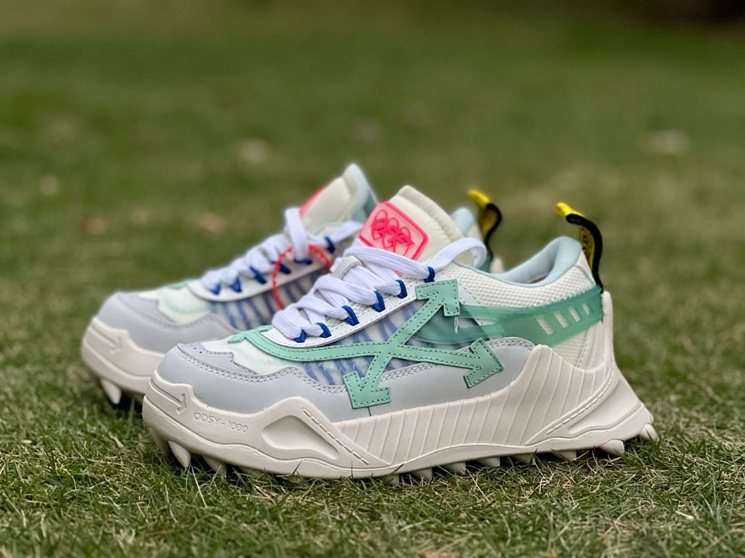 Off-White ODSY-1000 Multi-Color Grey Mint Green Blue Pink Spiked Sole Sneakers