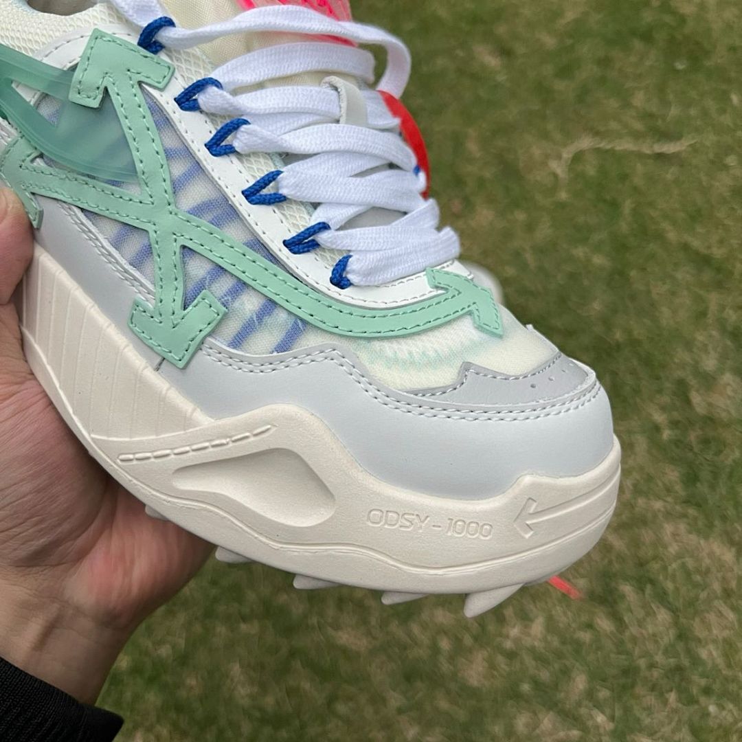 Off-White ODSY-1000 Multi-Color Grey Mint Green Blue Pink Spiked Sole Sneakers