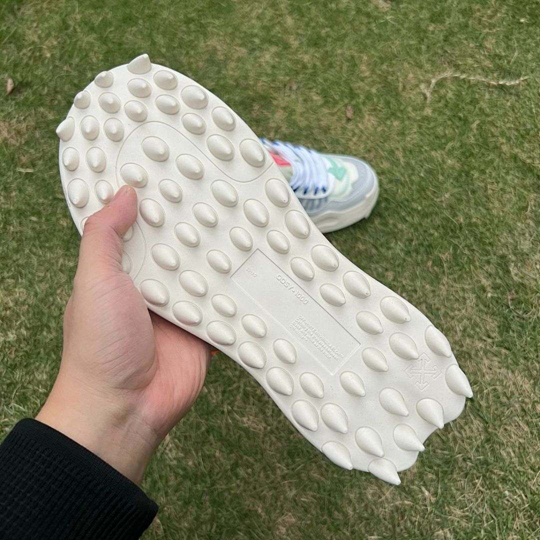 Off-White ODSY-1000 Multi-Color Grey Mint Green Blue Pink Spiked Sole Sneakers