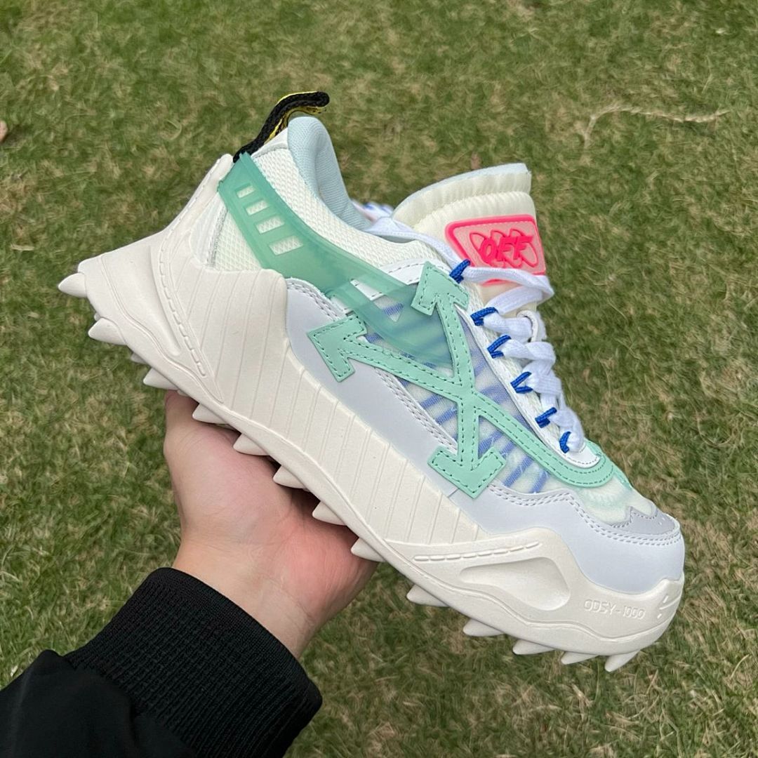 Off-White ODSY-1000 Multi-Color Grey Mint Green Blue Pink Spiked Sole Sneakers