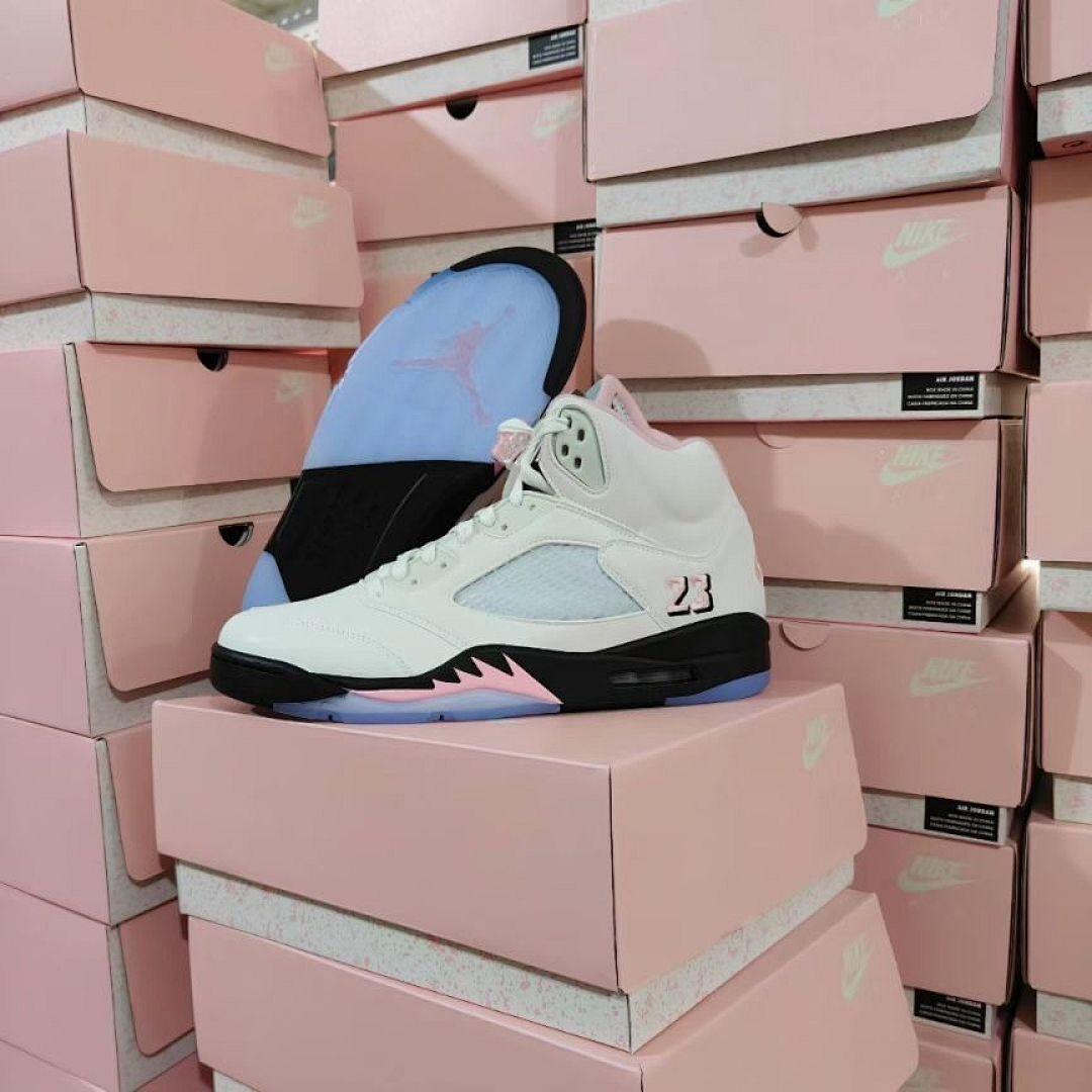Nike Air Jordan 5 Retro GS Pinksicle White Black Pink Youth Sneakers (440892-168)