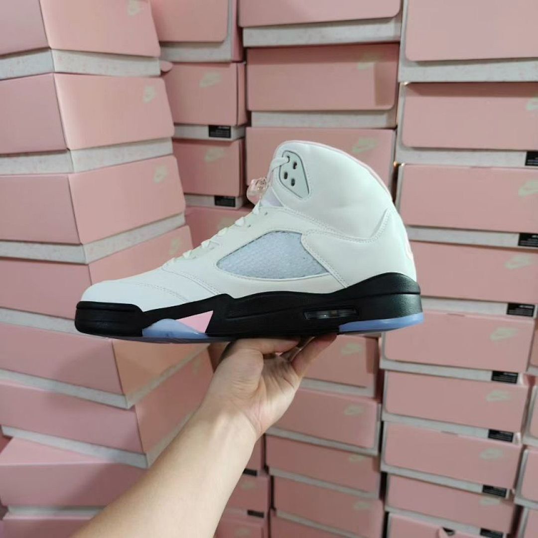 Nike Air Jordan 5 Retro GS Pinksicle White Black Pink Youth Sneakers (440892-168)