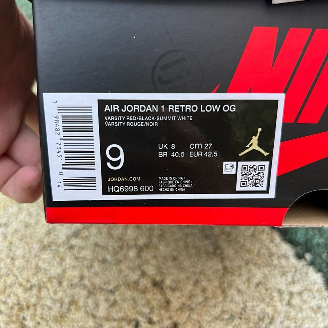 Nike Air Jordan 1 Low Gym Red White Black Sneakers 553558-605