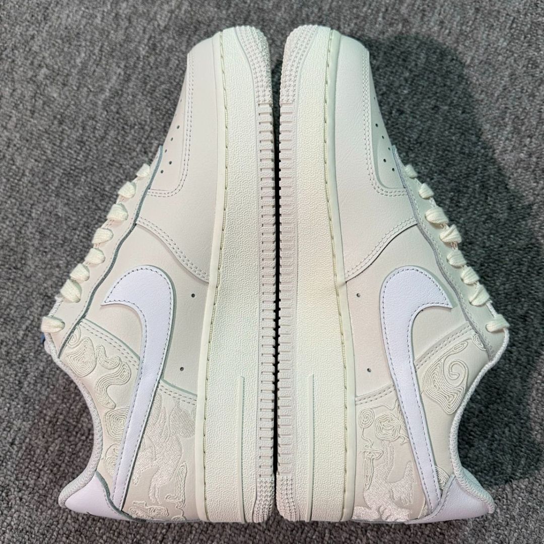 Nike Air Force 1 Low "Year of the Dragon" FQ8657-111 Sail White University Red CNY Embossed Sneakers