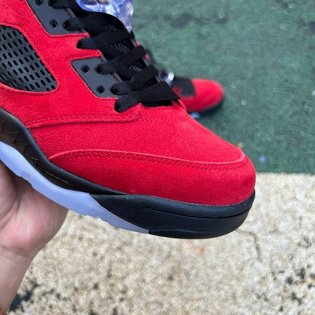 Air Jordan 5 Retro Raging Bull DD0587-600 Men's Varsity Red Suede Black Icy Sole Sneakers