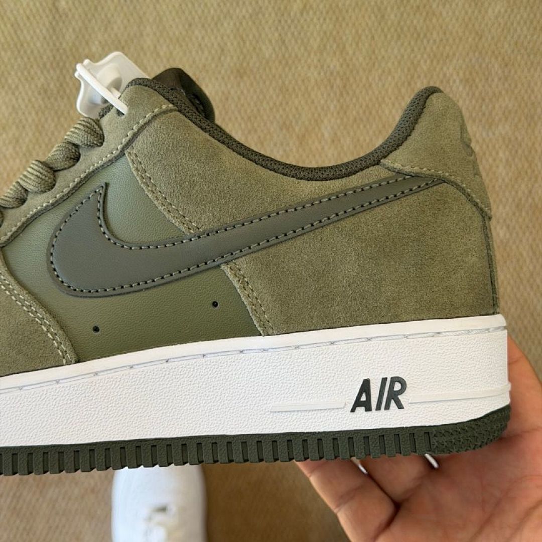 Nike Air Force 1 '07 Low Sequoia Cargo Khaki Olive Green Suede Sneakers AA4083-300