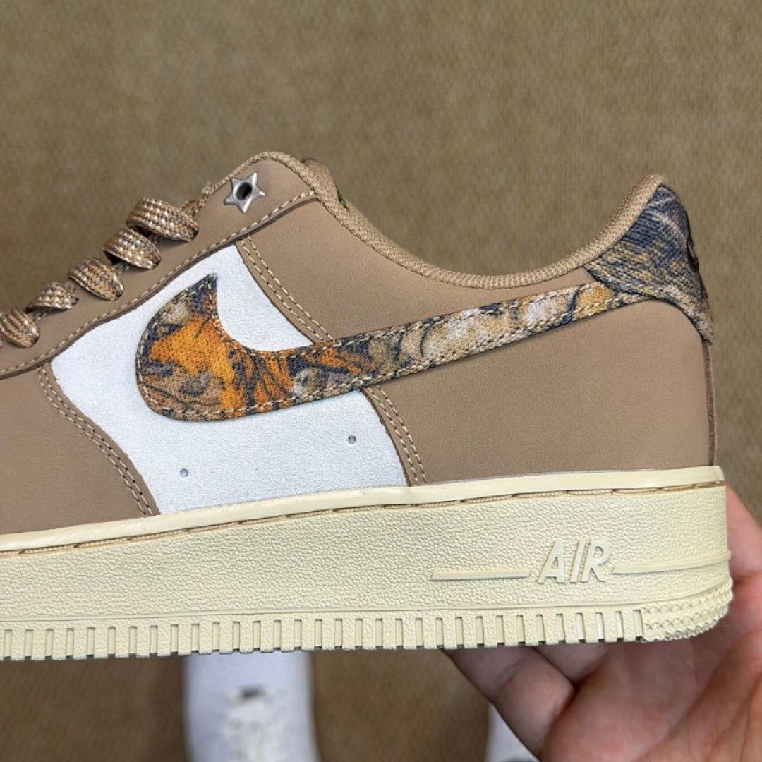 Nike Air Force 1 Low 'Forest' Tree Bark Camo Swoosh Sail Khaki Medium Olive White DR0147-100