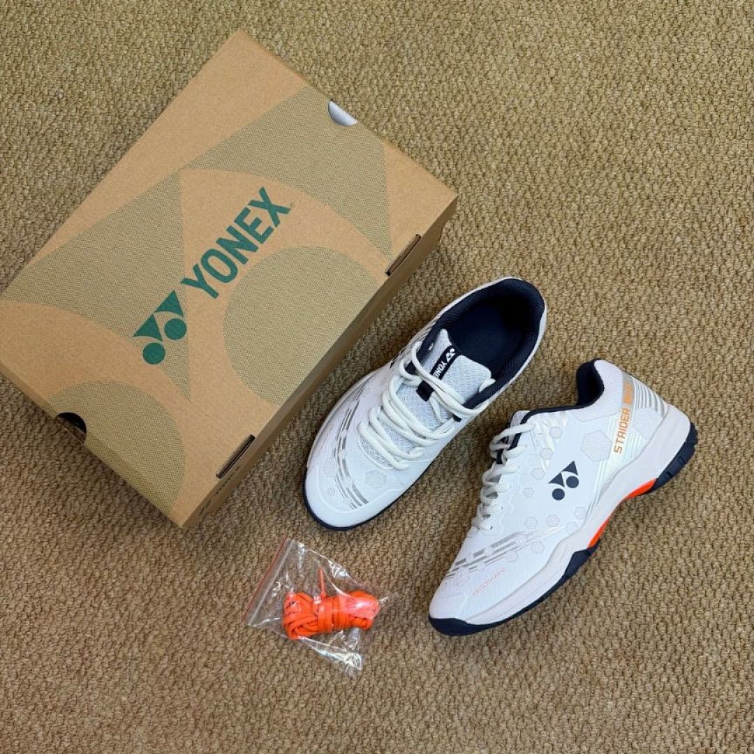 Yonex Strider Beat Badminton Shoes SHB-SB2EX White Navy Orange Ergoshape Indoor Court Sports Footwear
