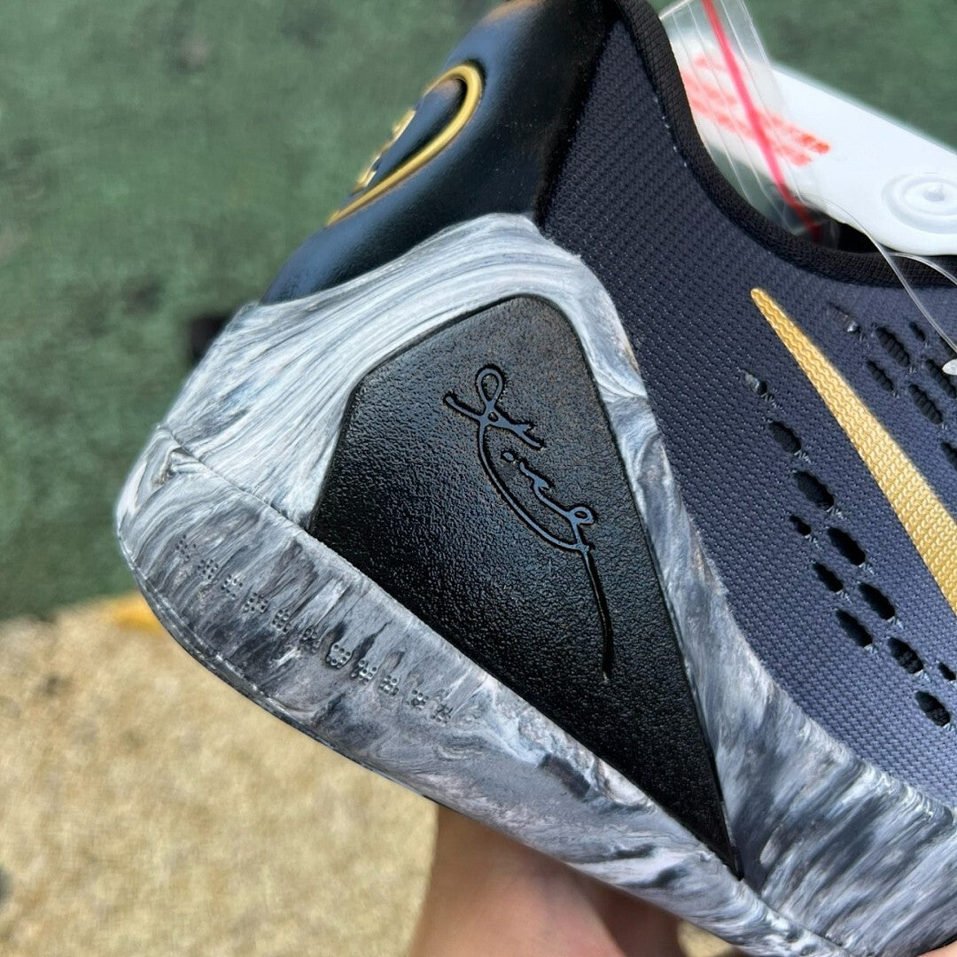 Nike Kobe 9 EM Low Anthracite Metallic Gold Black Marbled Sole Basketball Shoes Sneakers 646701-002