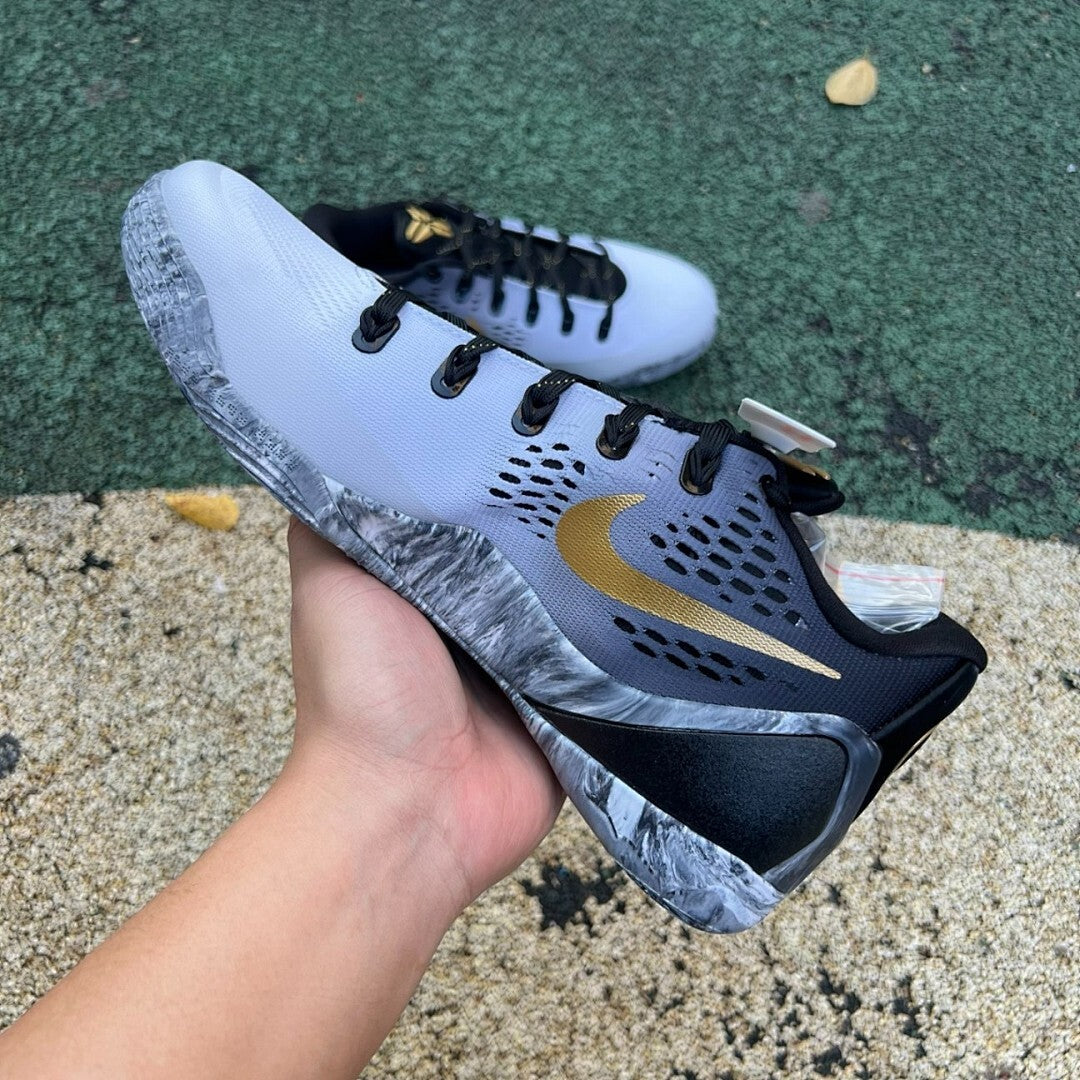 Nike Kobe 9 EM Low Anthracite Metallic Gold Black Marbled Sole Basketball Shoes Sneakers 646701-002