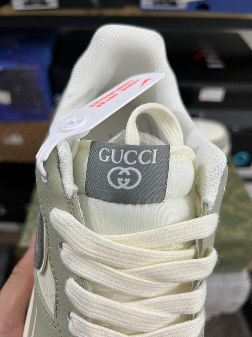 Nike Air Force 1 Low Gucci Monogram Sage Green Grey Cream Sneakers