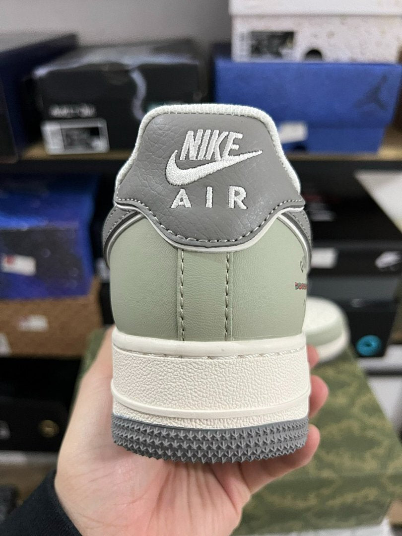 Nike Air Force 1 Low Gucci Monogram Sage Green Grey Cream Sneakers