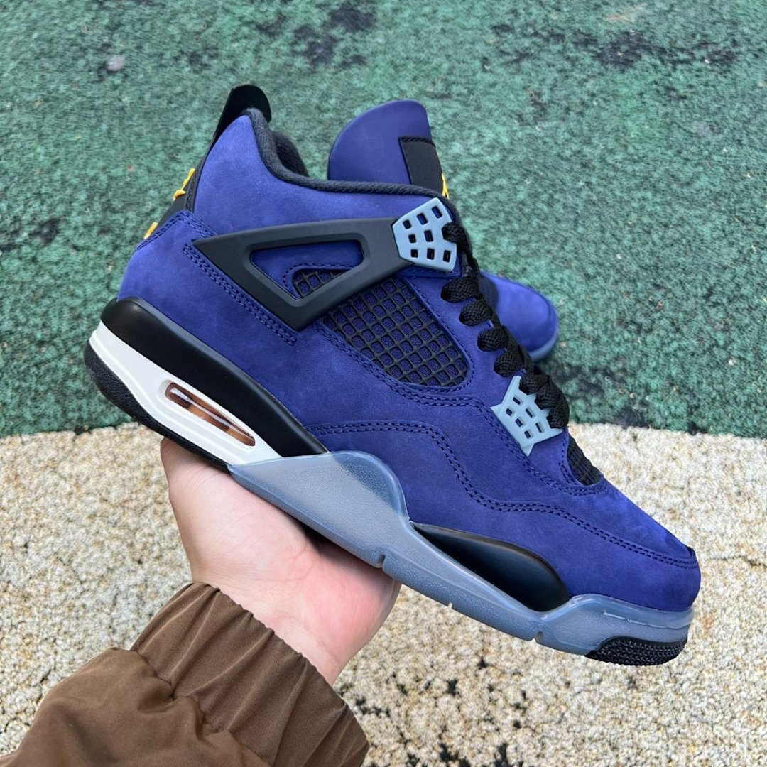 Nike Air Jordan 4 Retro Raptors Black Court Purple Yellow Grey Men's Sneakers 308497-065