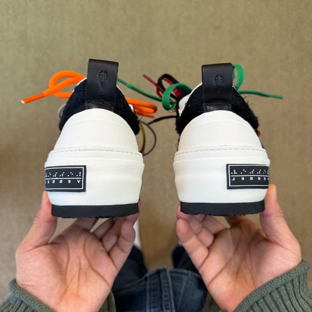 JBWN Unisex Black Textured Low Top Platform Sneakers with Chunky White Sole and Orange Yellow Laces - Streetwear Casual Fashion Shoes