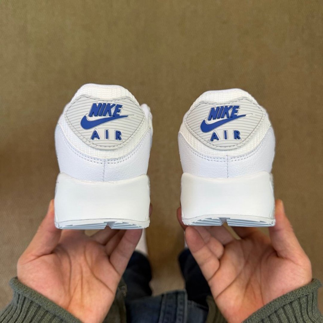 Nike Air Max 90 White Light Grey Blue Casual Sneakers Men Women Running Shoes Classic Retro Trainers Lifestyle Sport Footwear Comfortable Durable Nike Air Max 90 White Particle Grey Blue