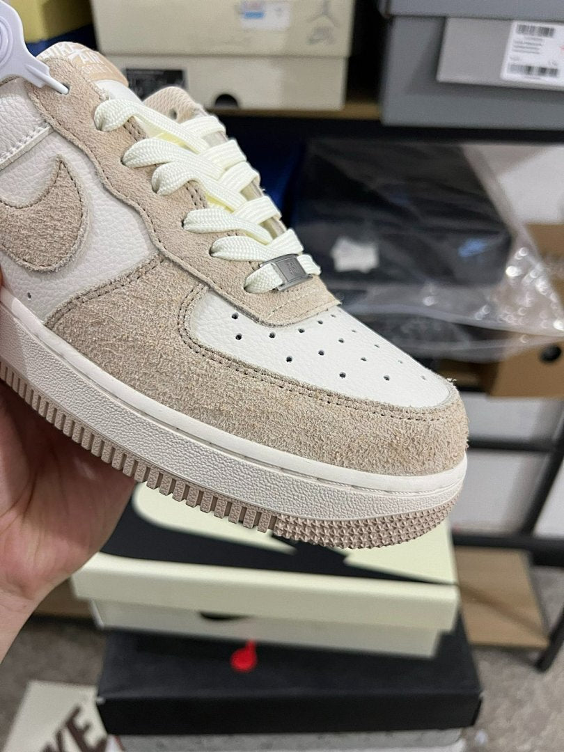 Nike Air Force 1 Low Fauna Brown Sail Light Gum Brown Shaggy Suede Leather Sneakers AF1 DV7584-100
