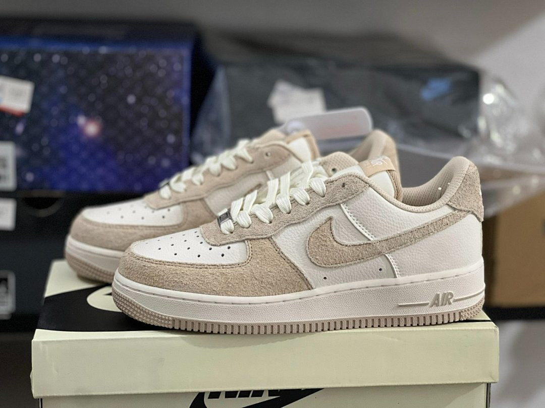 Nike Air Force 1 Low Fauna Brown Sail Light Gum Brown Shaggy Suede Leather Sneakers AF1 DV7584-100