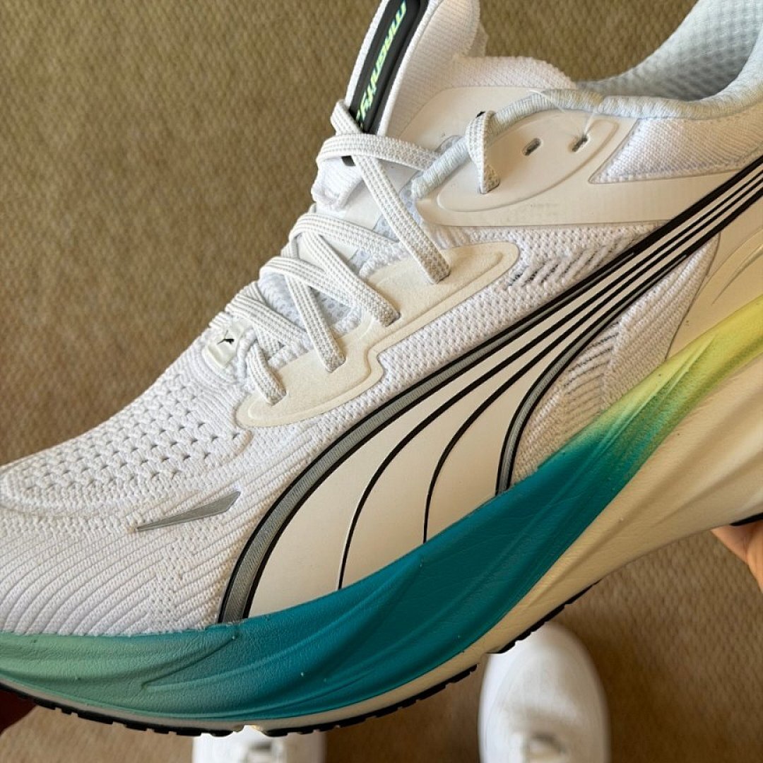 Puma Deviate NITRO 2 Men's Running Shoes White Black Fizzy Lime Gradient Performance Sneakers 376785-01