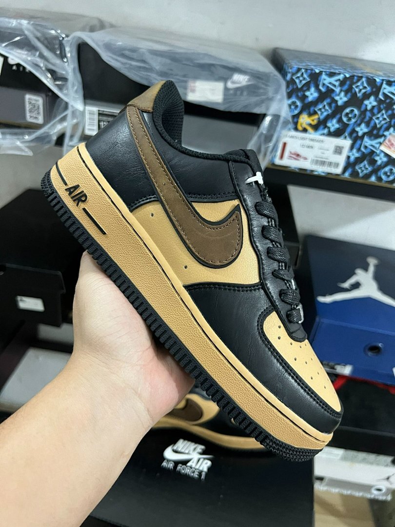 Nike Air Force 1 Low Black Light Brown Gum Medium Brown Sneakers (DN1430-001) AF1 Black Tan Dark Brown Mocha