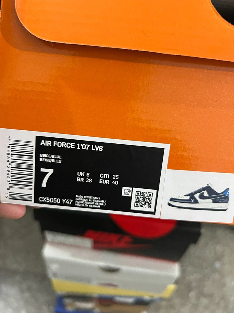 Louis Vuitton x Nike Air Force 1 Low Virgil Abloh Monogram Navy Blue Cream Sneakers N140