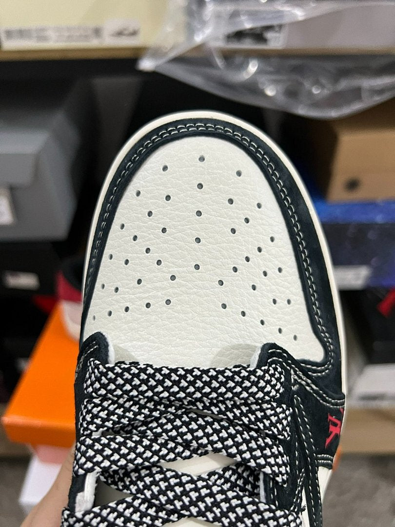 Jordan 1 Low Travis Scott Louis Vuitton LV Monogram Custom Sneakers Black White Red