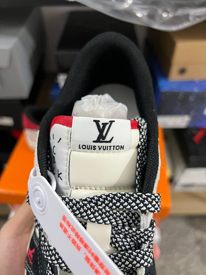Jordan 1 Low Travis Scott Louis Vuitton LV Monogram Custom Sneakers Black White Red