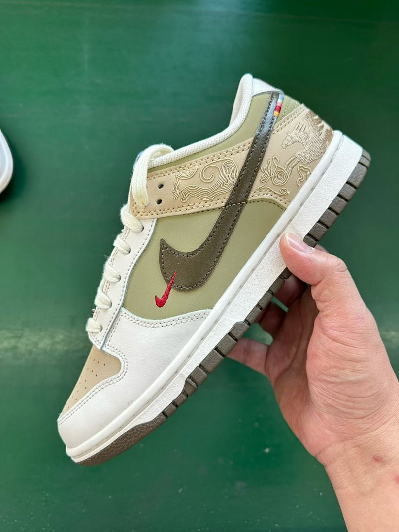 Nike Dunk Low Year of the Dragon Chunxiao FQ8824-220 Olive Green Sail Dragon Pattern Men's Women's Lifestyle Sneakers