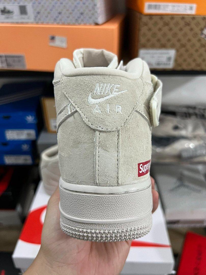 Supreme x Nike Air Force 1 Mid 'Light Bone' DR5056-002 Sneakers Shoes Cream Off-White