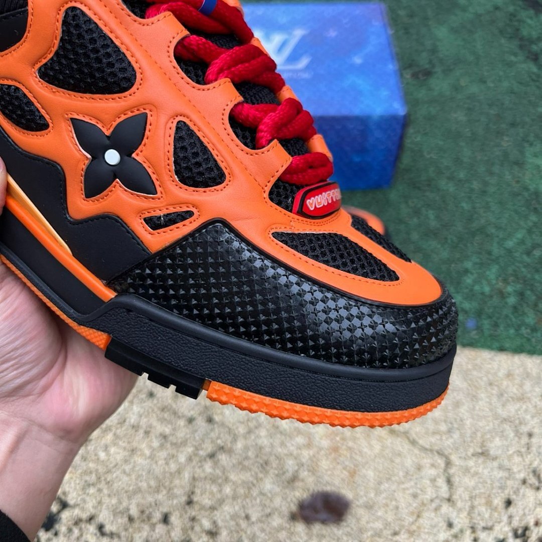 Louis Vuitton LV Trainer Maxi Sneaker Orange Black Red Laces 1ABR9J Men's Luxury Designer Fashion Sneakers