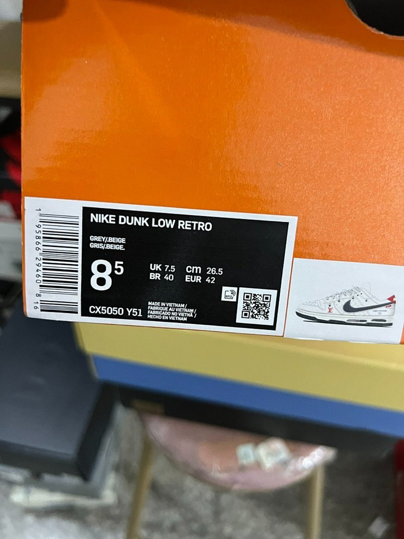 Louis Vuitton x Nike Dunk Low "Virgil Nigo" Grey Monogram Sneakers