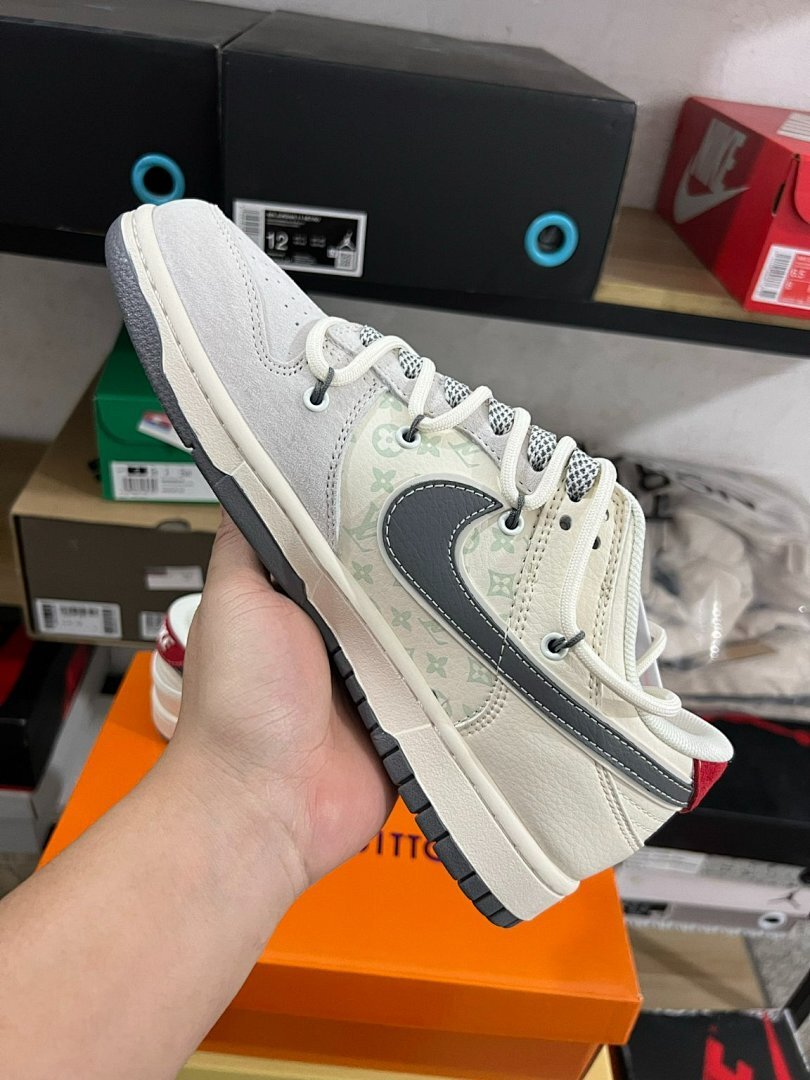 Louis Vuitton x Nike Dunk Low "Virgil Nigo" Grey Monogram Sneakers
