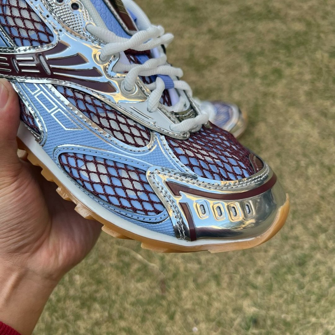 Bottega Veneta Orbit Sneakers Periwinkle Light Blue Silver Metallic Mesh Trainers 765410 V2P50 4914
