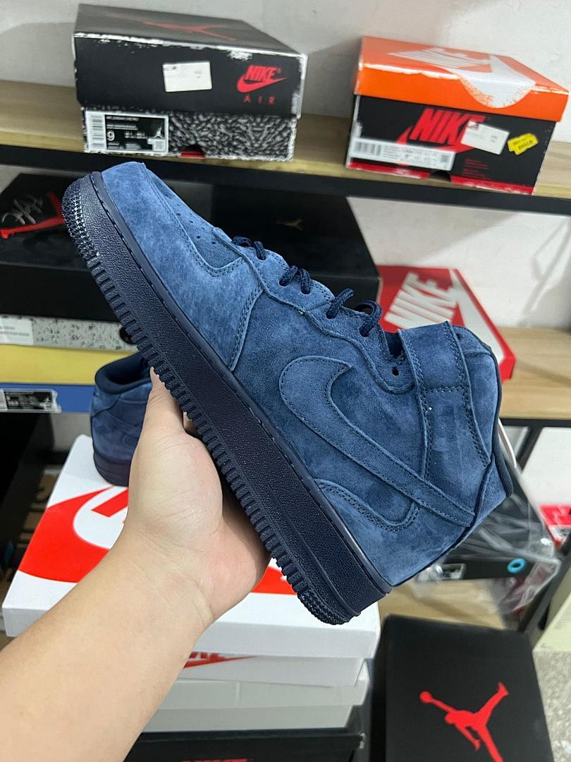 Nike Air Force 1 Mid Supreme College Navy Suede Sneakers Men's DM1703-400