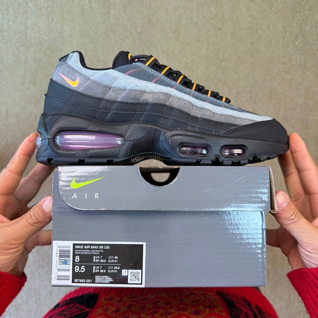 Nike Air Max 95 Black Voltage Purple Opti Yellow Pink Blast Grey Sneakers CT1890-001